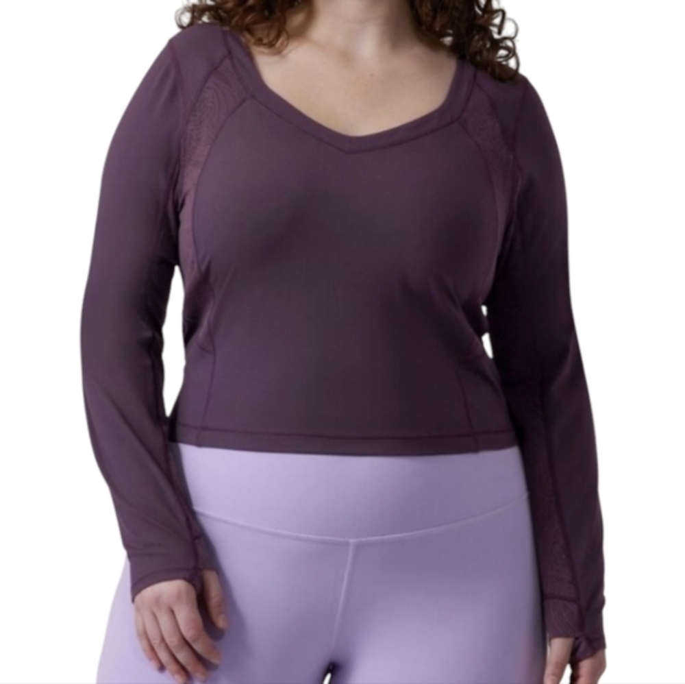 Athleta Shanti Lace Top Deep Crocus Violet Purple Active‎ shirt Plus Size 3X NWT